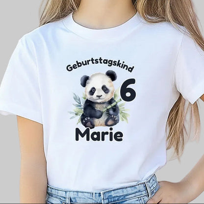 Geburtstagsshirt Panda mit Name & Zahl | Personalisiertes T-Shirt zum Kindergeburtstag