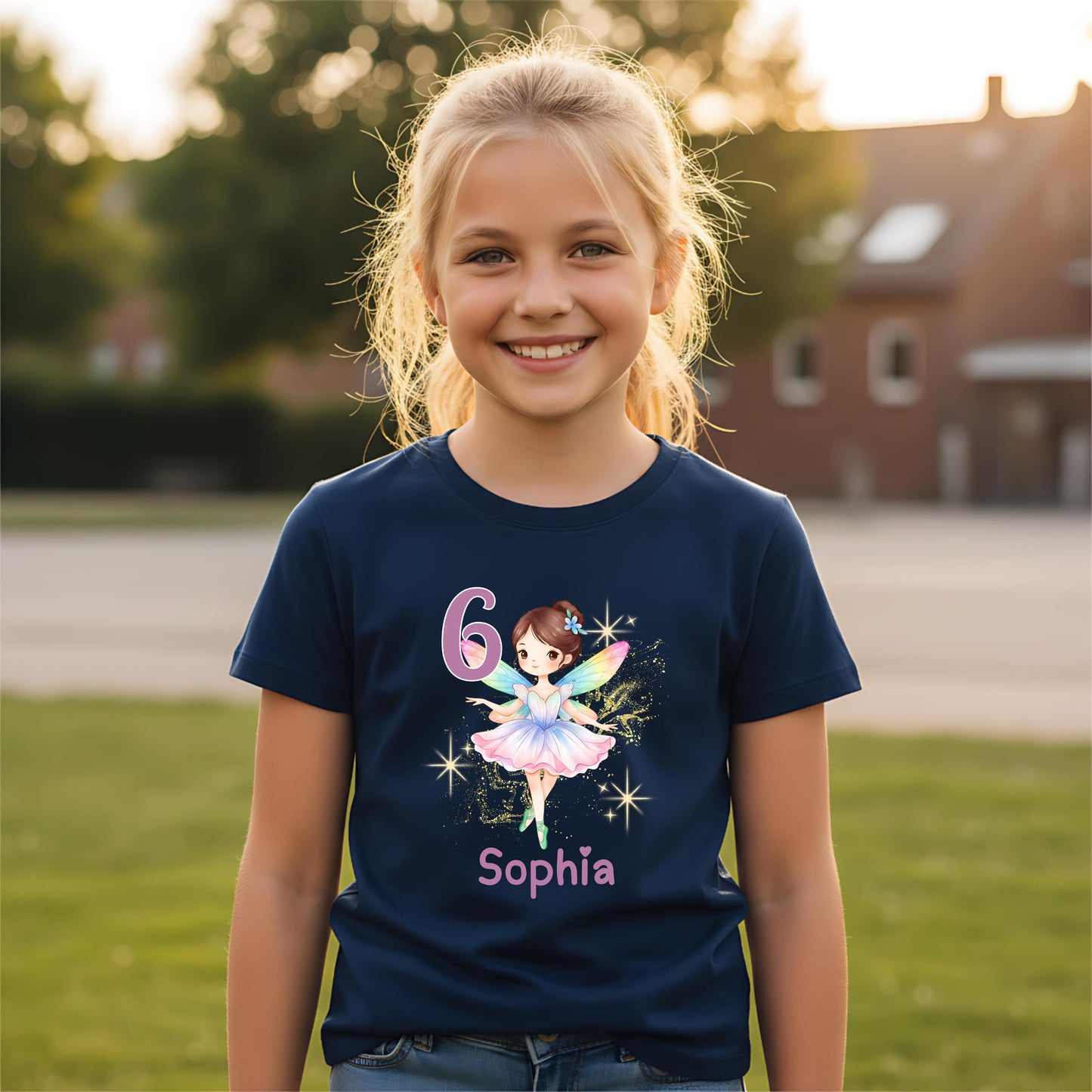 Geburtstagsshirt Fee mit Name & Zahl | Personalisiertes T-Shirt zum Kindergeburtstag