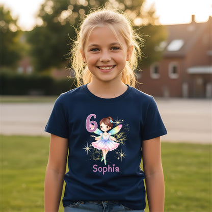 Geburtstagsshirt Fee mit Name & Zahl | Personalisiertes T-Shirt zum Kindergeburtstag