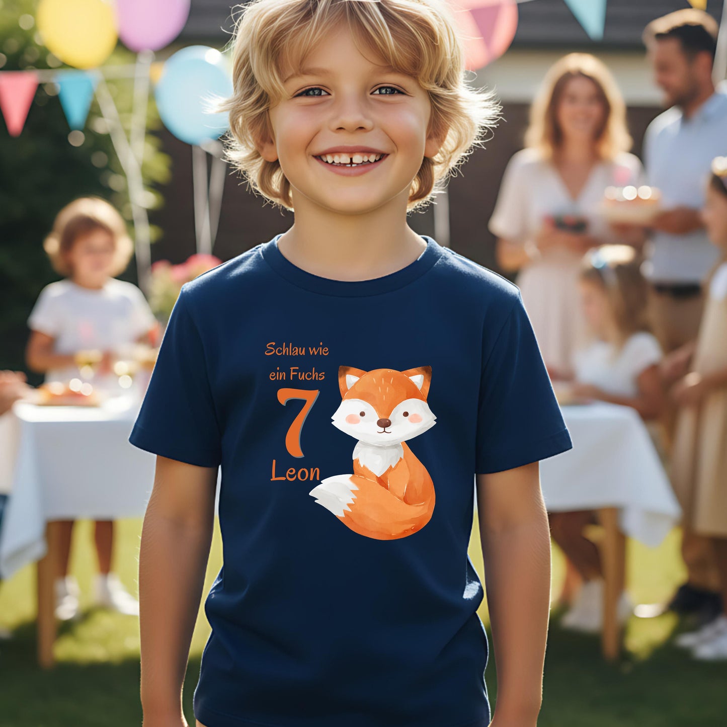 Geburtstagsshirt Fuchs mit Name & Zahl | Personalisiertes T-Shirt zum Kindergeburtstag