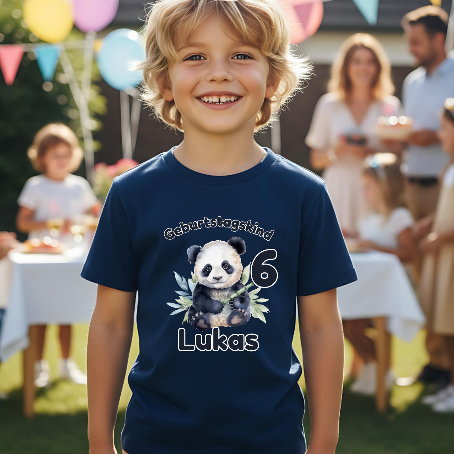Geburtstagsshirt Panda mit Name & Zahl | Personalisiertes T-Shirt zum Kindergeburtstag