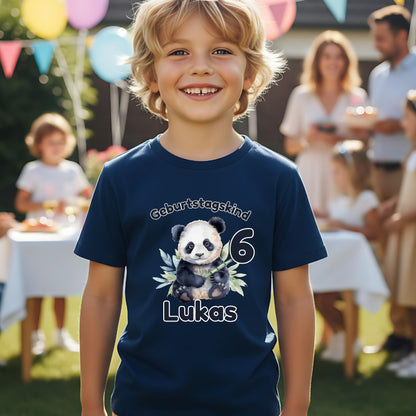 Geburtstagsshirt Panda mit Name & Zahl | Personalisiertes T-Shirt zum Kindergeburtstag