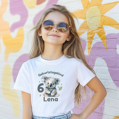 Geburtstagsshirt Koala mit Name & Zahl | Personalisiertes T-Shirt zum Kindergeburtstag