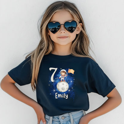Geburtstagsshirt Astronaut mit Name & Zahl | Personalisiertes T-Shirt zum Kindergeburtstag