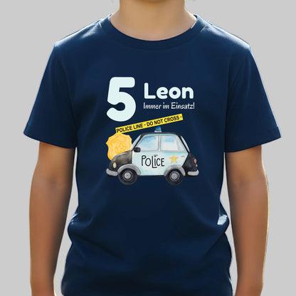 Geburtstagsshirt Polizei mit Namen und Zahl | Personalisiertes T-Shirt Kindergeburtstag