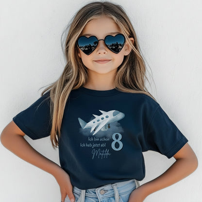 Geburtstagsshirt Flugzeug mit Name & Zahl | Personalisiertes T-Shirt zum Kindergeburtstag