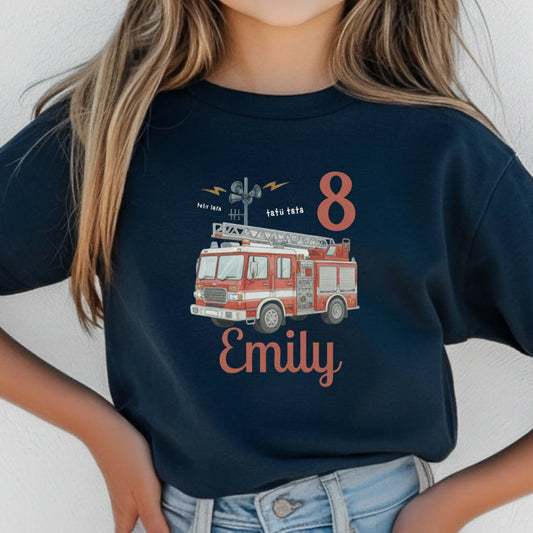 Geburtstagsshirt Feuerwehr mit Name & Zahl | Personalisiertes T-Shirt zum Kindergeburtstag