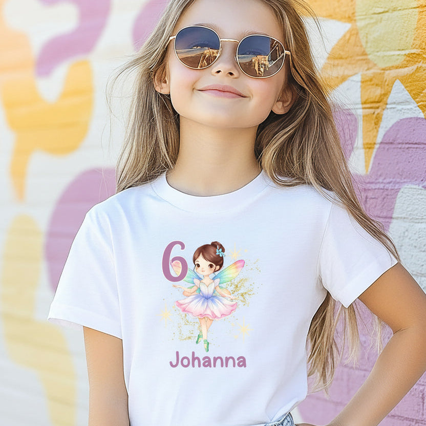 Geburtstagsshirt Fee mit Name & Zahl | Personalisiertes T-Shirt zum Kindergeburtstag