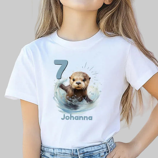 Geburtstagsshirt Otter mit Name & Zahl | Personalisiertes T-Shirt zum Kindergeburtstag