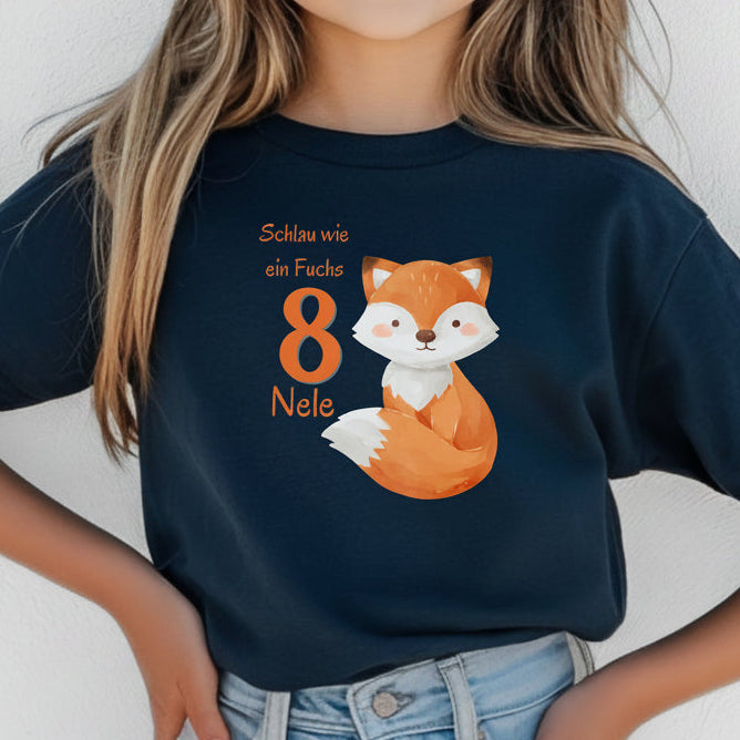 Geburtstagsshirt Fuchs mit Name & Zahl | Personalisiertes T-Shirt zum Kindergeburtstag