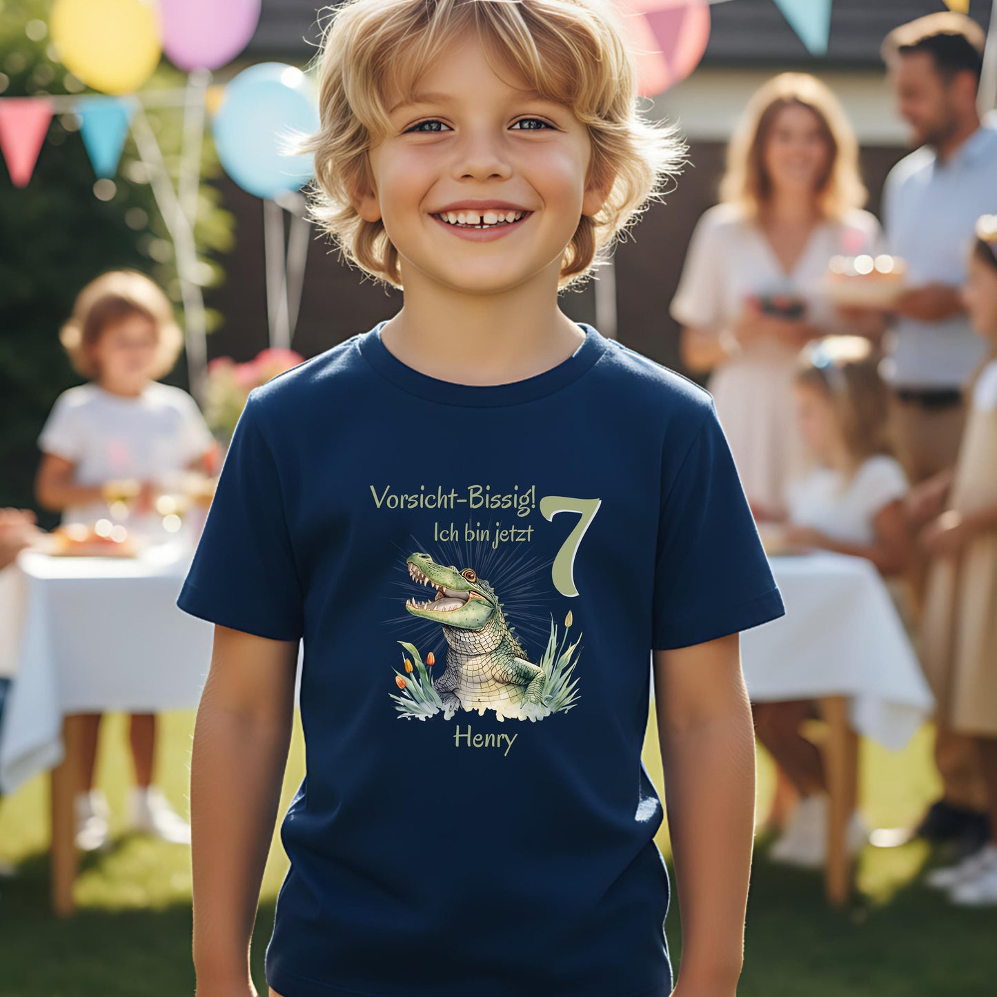 Geburtstagsshirt Krokodil mit Name & Zahl | Personalisiertes T-Shirt zum Kindergeburtstag