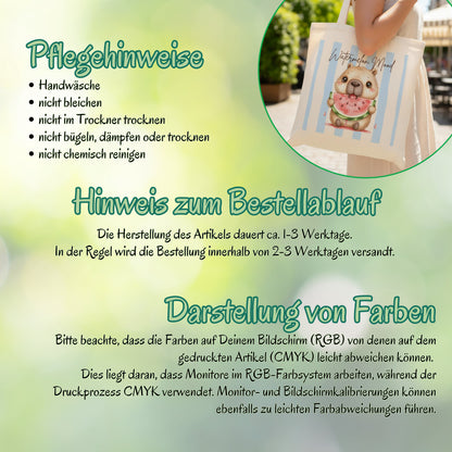 Capybara Stofftasche aus hochwertiger Baumwolle mit niedlichem Capybara und saftiger Wassermelone im sommerlichen Streifen-Design. Süßer Stoffbeutel Damen als Einkaufstasche, Tragetasche oder Baumwolltasche für Alltag, Shopping, Urlaub und Freizeit. Perfekt als Capybara Tasche, Capybara Geschenk oder Geschenk für Capybara Fans und Tierliebhaber. Robuster Stoffbeutel mit hochwertigem Druck, langen Henkeln und frischem Sommermotiv – ideal als nachhaltige Einkaufstasche für Frauen und Jugendliche.