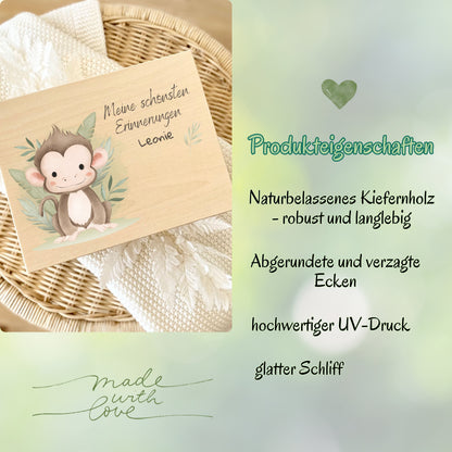 Holzkiste Kinder personalisiert mit Namen | Safari Erinnerungskiste Geburt & Taufe