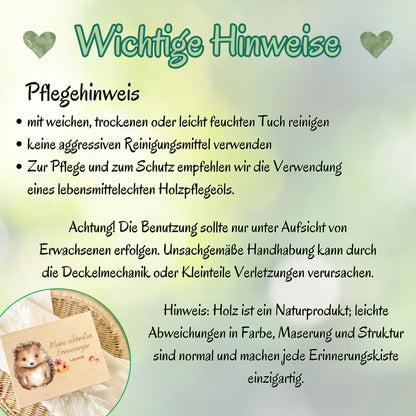 Holzkiste Kinder personalisiert mit Namen | Waldtiere Erinnerungskiste Geburt & Taufe