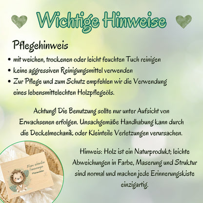 Holzkiste Kinder personalisiert mit Namen | Safari Erinnerungskiste Geburt & Taufe