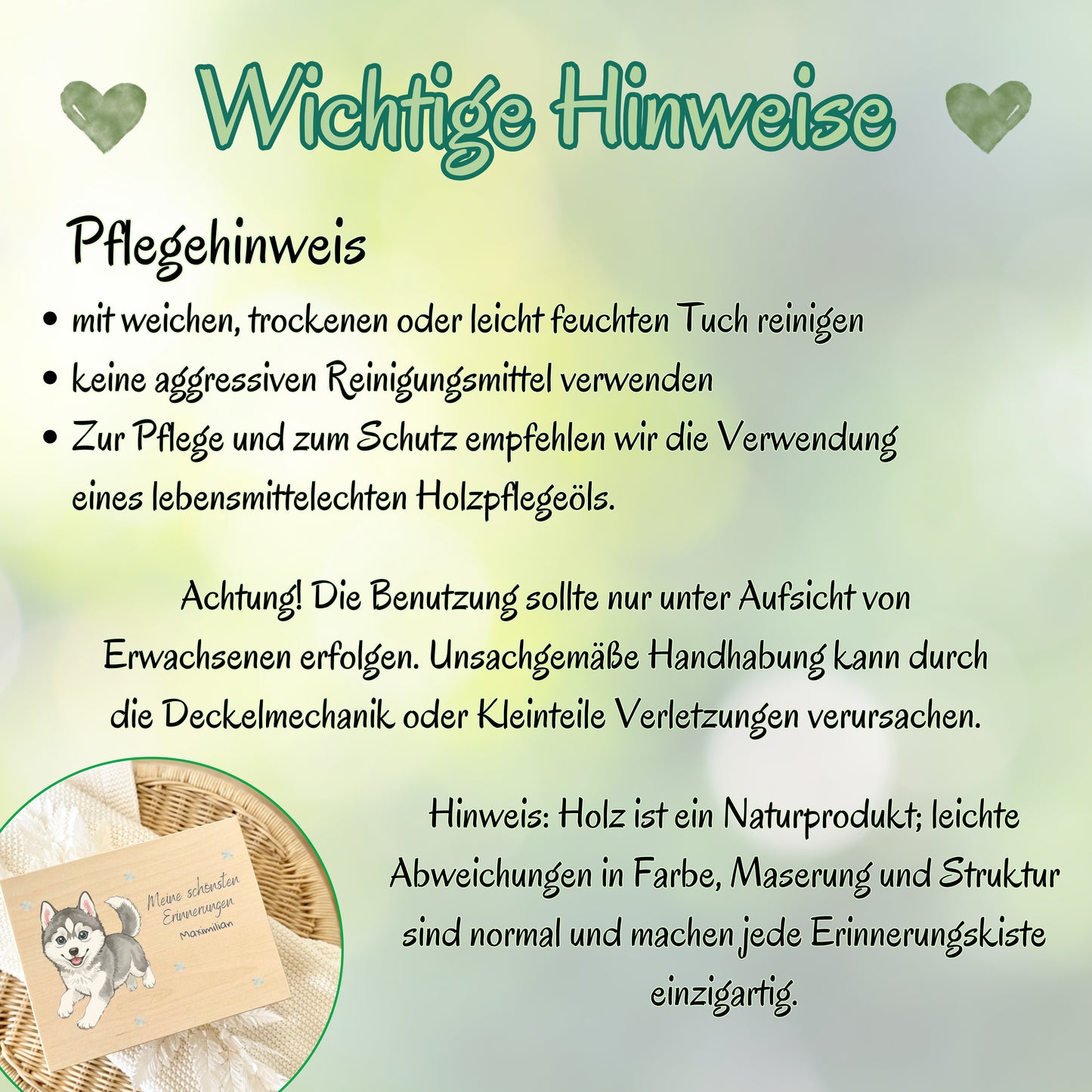 Holzkiste Kinder personalisiert mit Namen | Arktis Erinnerungskiste Geburt & Taufe