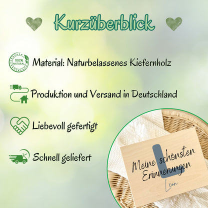Holzkiste Baby personalisiert mit Namen | Erinnerungskiste Geburt & Taufe