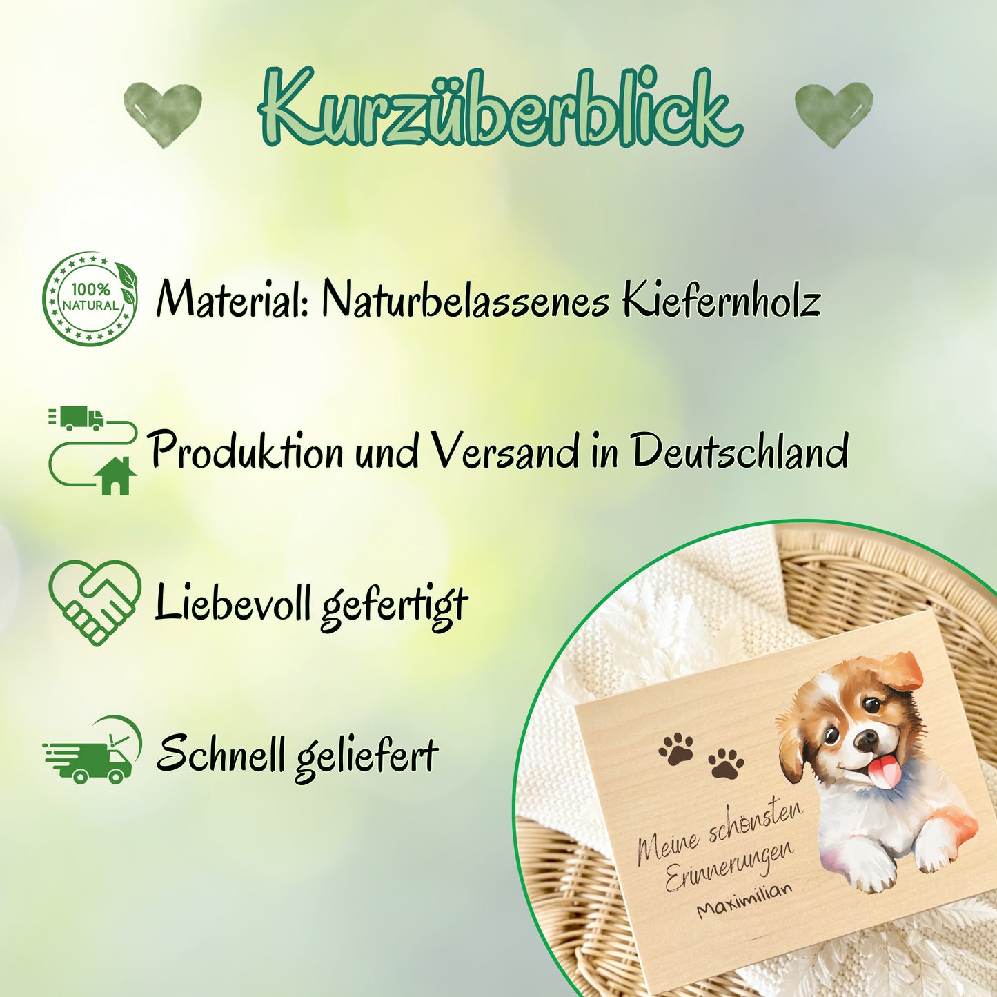 Holzkiste Kinder personalisiert mit Namen | Haustiere Erinnerungskiste Geburt & Taufe