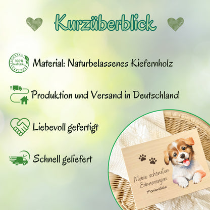 Holzkiste Kinder personalisiert mit Namen | Haustiere Erinnerungskiste Geburt & Taufe
