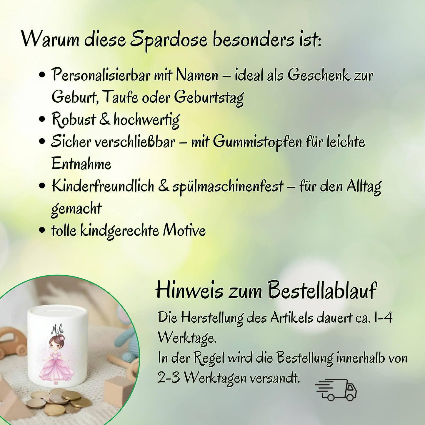 Spardose Mädchen personalisiert mit Namen | Kinderspardose Einhorn Prinzessin | Geschenk Geburt Taufe Geburtstag