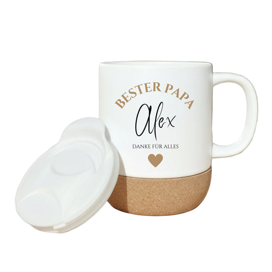 Papa Tasse personalisiert mit Namen | Korktasse Papa Geschenk Geburtstag