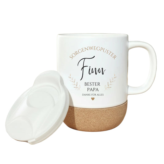 Papa Tasse personalisiert mit Namen | Korktasse Papa Geschenk Geburtstag Weihnachten