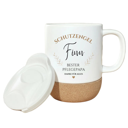 Pflegepapa Tasse personalisiert mit Namen | Korktasse Pflegevater Geschenk Geburtstag