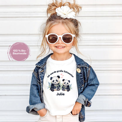 Ich werde große Schwester Shirt Panda | Geschwister Outfit zur Schwangerschaftsverkündung