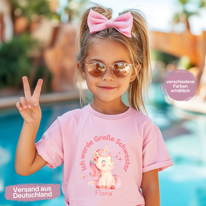 Ich werde große Schwester Shirt Einhorn | Geschwister Outfit zur Schwangerschaftsverkündung