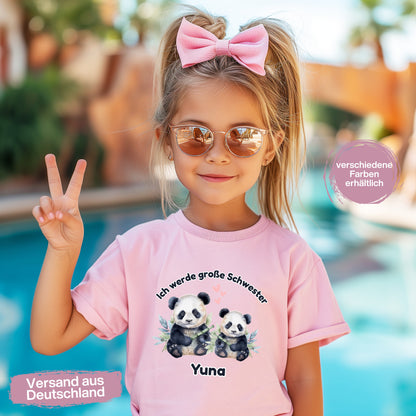 Ich werde große Schwester Shirt Panda | Geschwister Outfit zur Schwangerschaftsverkündung