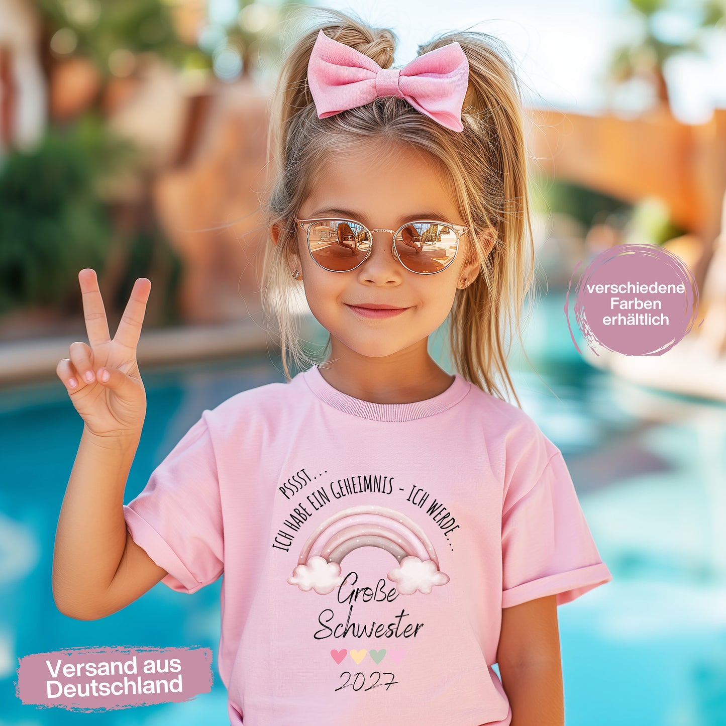 Ich werde große Schwester Shirt Regenbogen | Geschwister Outfit zur Schwangerschaftsverkündung