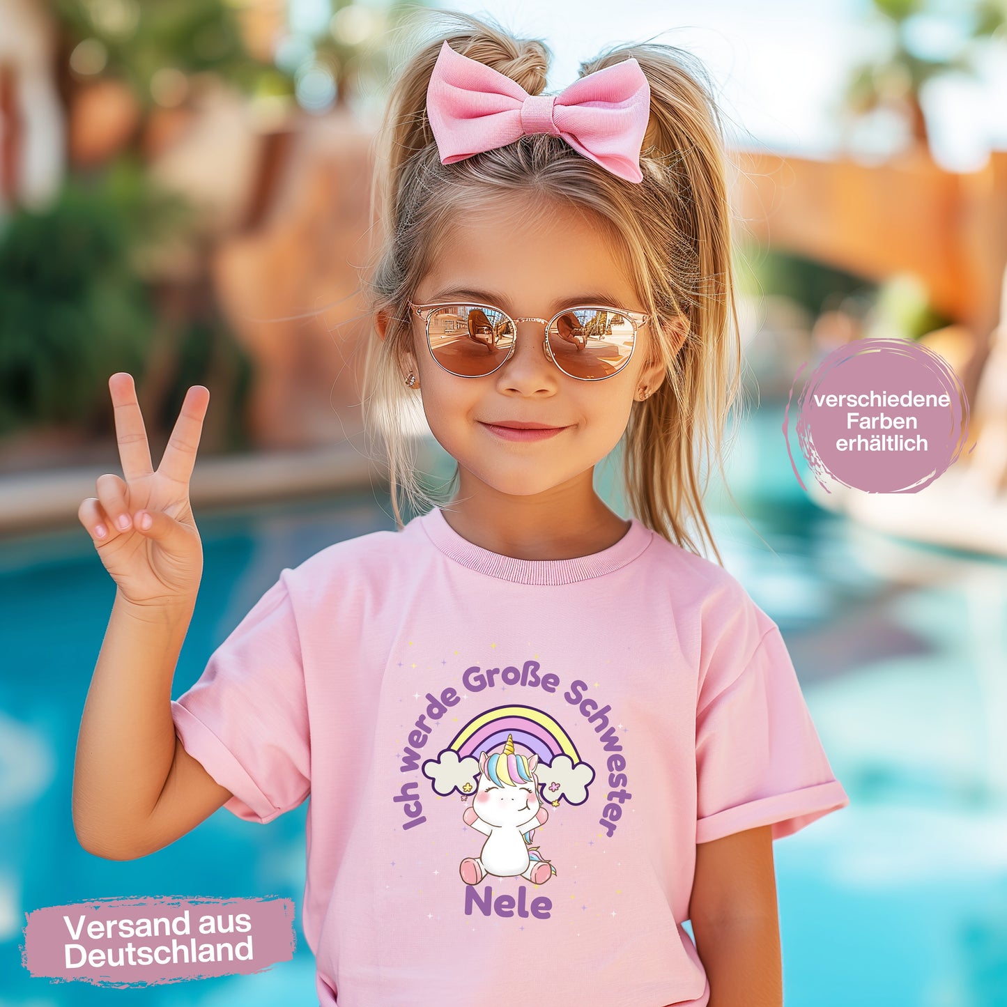 Ich werde große Schwester Shirt Einhorn und Regenbogen | Geschwister Outfit zur Schwangerschaftsverkündung