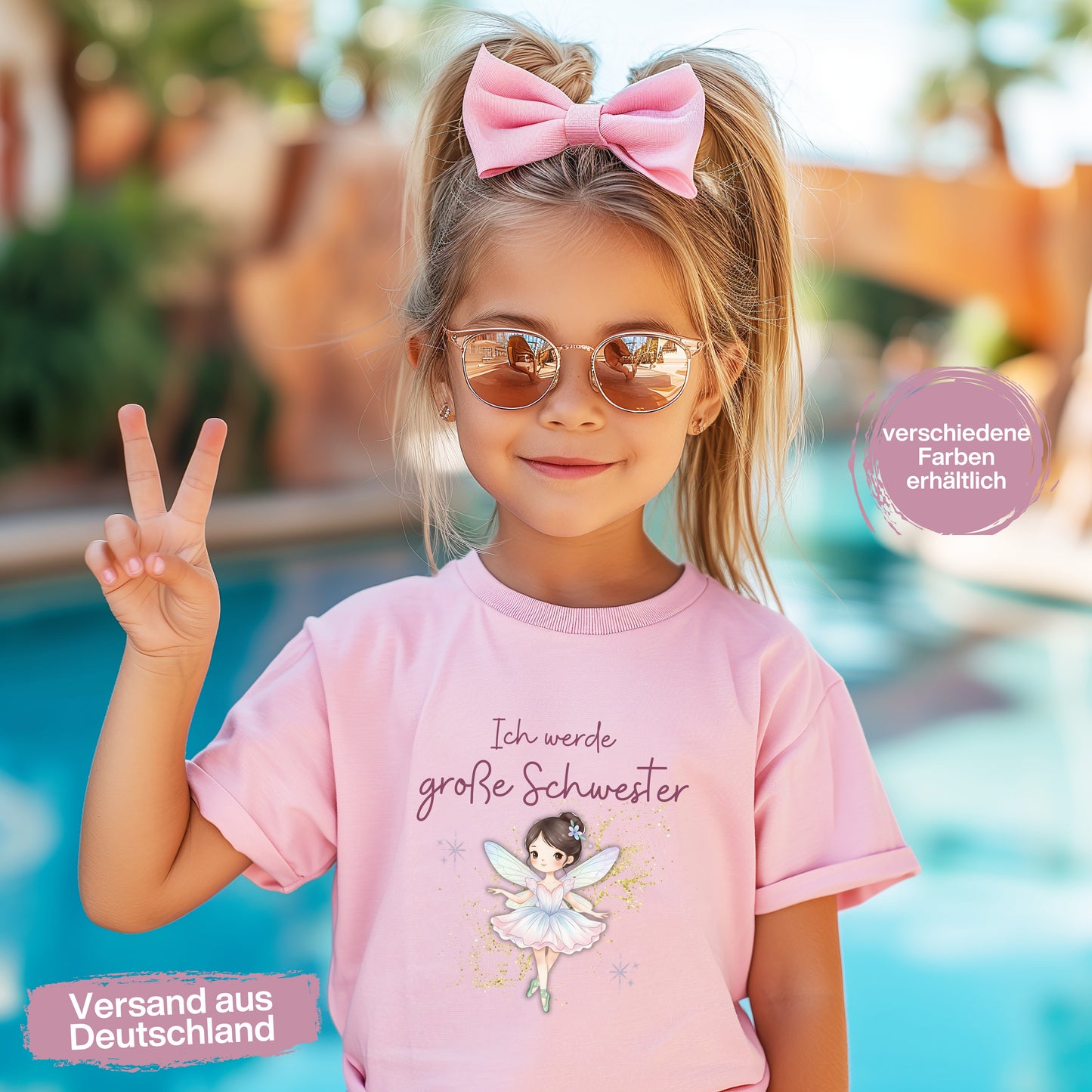 Ich werde große Schwester T-Shirt mit Fee | Geschwister Outfit zur Babyankündigung