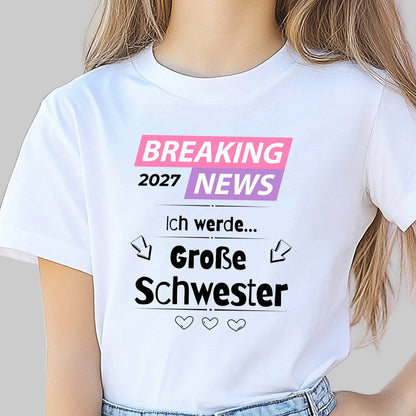 Ich werde große Schwester T-Shirt Breaking News | Geschwister Outfit zur Babyankündigung