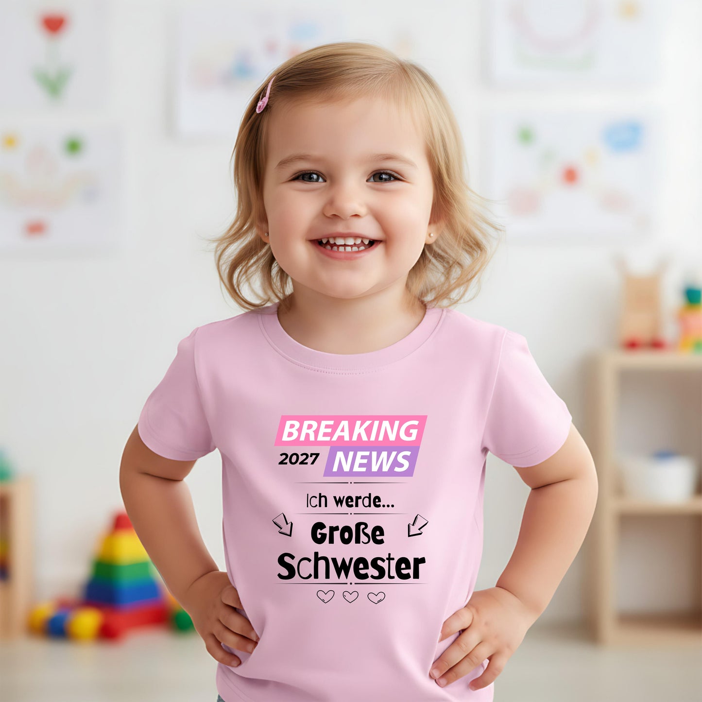 Ich werde große Schwester T-Shirt Breaking News | Geschwister Outfit zur Babyankündigung