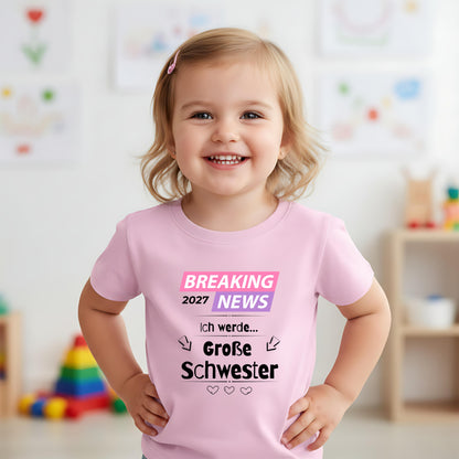 Ich werde große Schwester T-Shirt Breaking News | Geschwister Outfit zur Babyankündigung