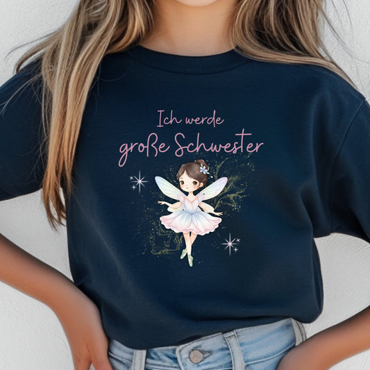Ich werde große Schwester T-Shirt mit Fee | Geschwister Outfit zur Babyankündigung
