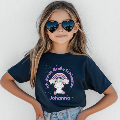 Ich werde große Schwester Shirt Einhorn und Regenbogen | Geschwister Outfit zur Schwangerschaftsverkündung