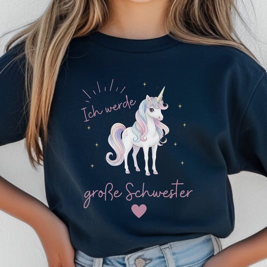 Ich werde große Schwester T-Shirt Einhorn | Geschwister Outfit zur Babyankündigung