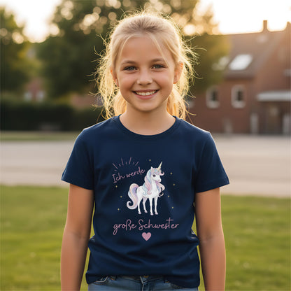 Ich werde große Schwester T-Shirt Einhorn | Geschwister Outfit zur Babyankündigung