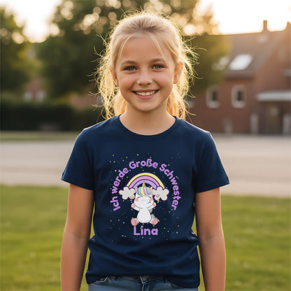 Ich werde große Schwester Shirt Einhorn und Regenbogen | Geschwister Outfit zur Schwangerschaftsverkündung