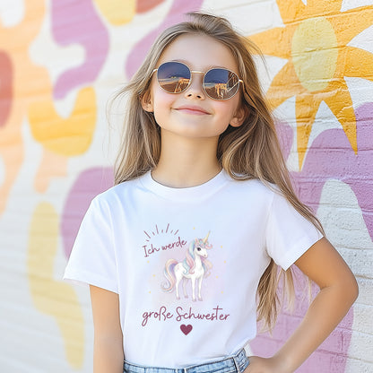 Ich werde große Schwester T-Shirt Einhorn | Geschwister Outfit zur Babyankündigung
