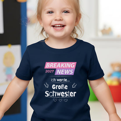 Ich werde große Schwester T-Shirt Breaking News | Geschwister Outfit zur Babyankündigung