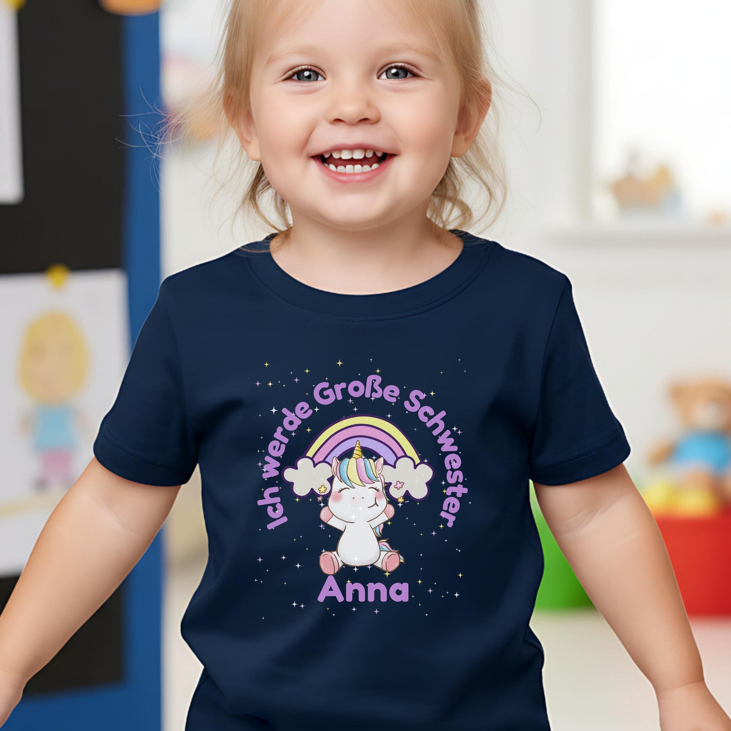 Ich werde große Schwester Shirt Einhorn und Regenbogen | Geschwister Outfit zur Schwangerschaftsverkündung