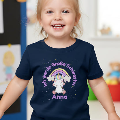 Ich werde große Schwester Shirt Einhorn und Regenbogen | Geschwister Outfit zur Schwangerschaftsverkündung