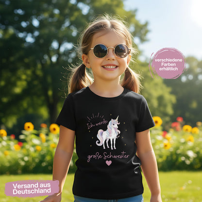 Ich werde große Schwester T-Shirt Einhorn | Geschwister Outfit zur Babyankündigung