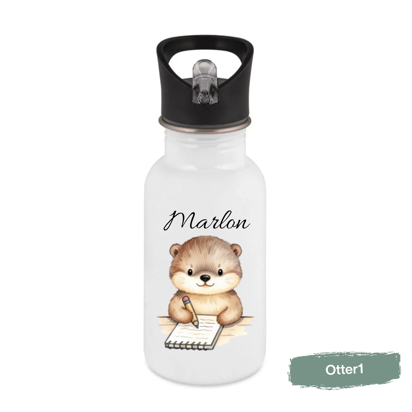Trinkflasche Kinder personalisiert mit Namen | Otter Kinder Trinkflasche Edelstahl