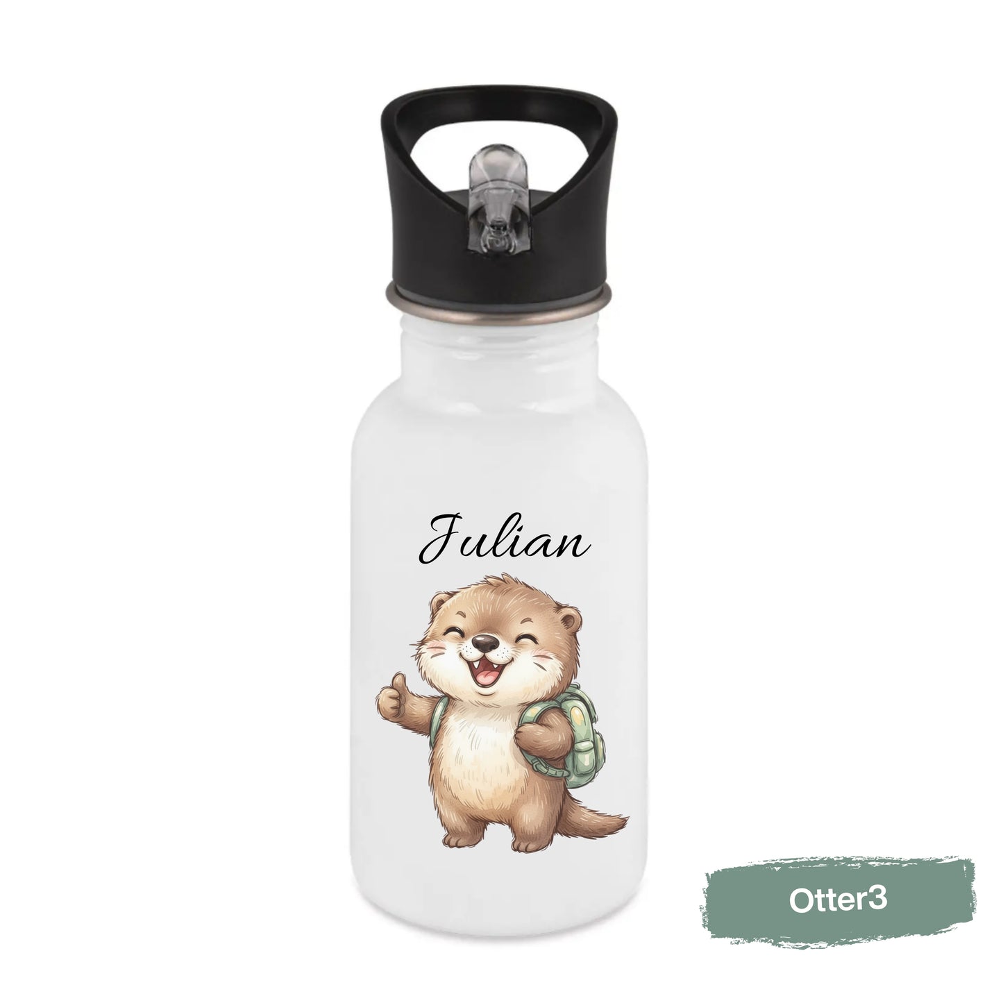 Trinkflasche Kinder personalisiert mit Namen | Otter Kinder Trinkflasche Edelstahl