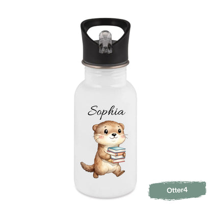 Trinkflasche Kinder personalisiert mit Namen | Otter Kinder Trinkflasche Edelstahl