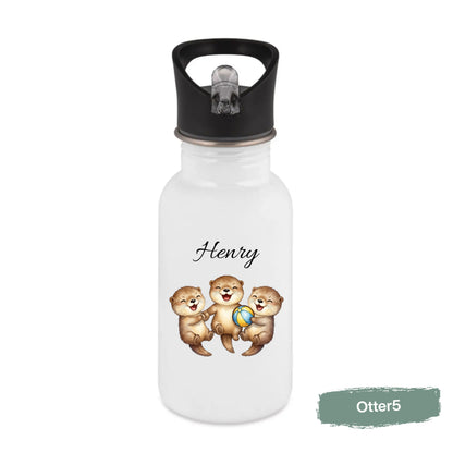 Trinkflasche Kinder personalisiert mit Namen | Otter Kinder Trinkflasche Edelstahl